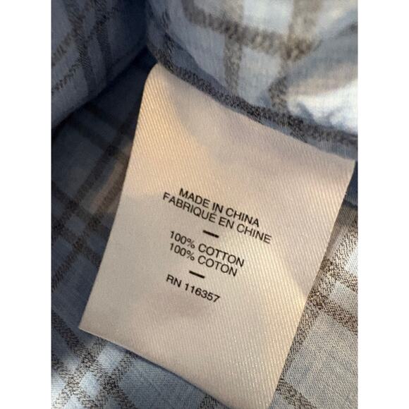 Zachary Prell 100% Cotton Gray Checkered Blue Button Down Men's Plaid Shirt Med - Picture 5 of 13